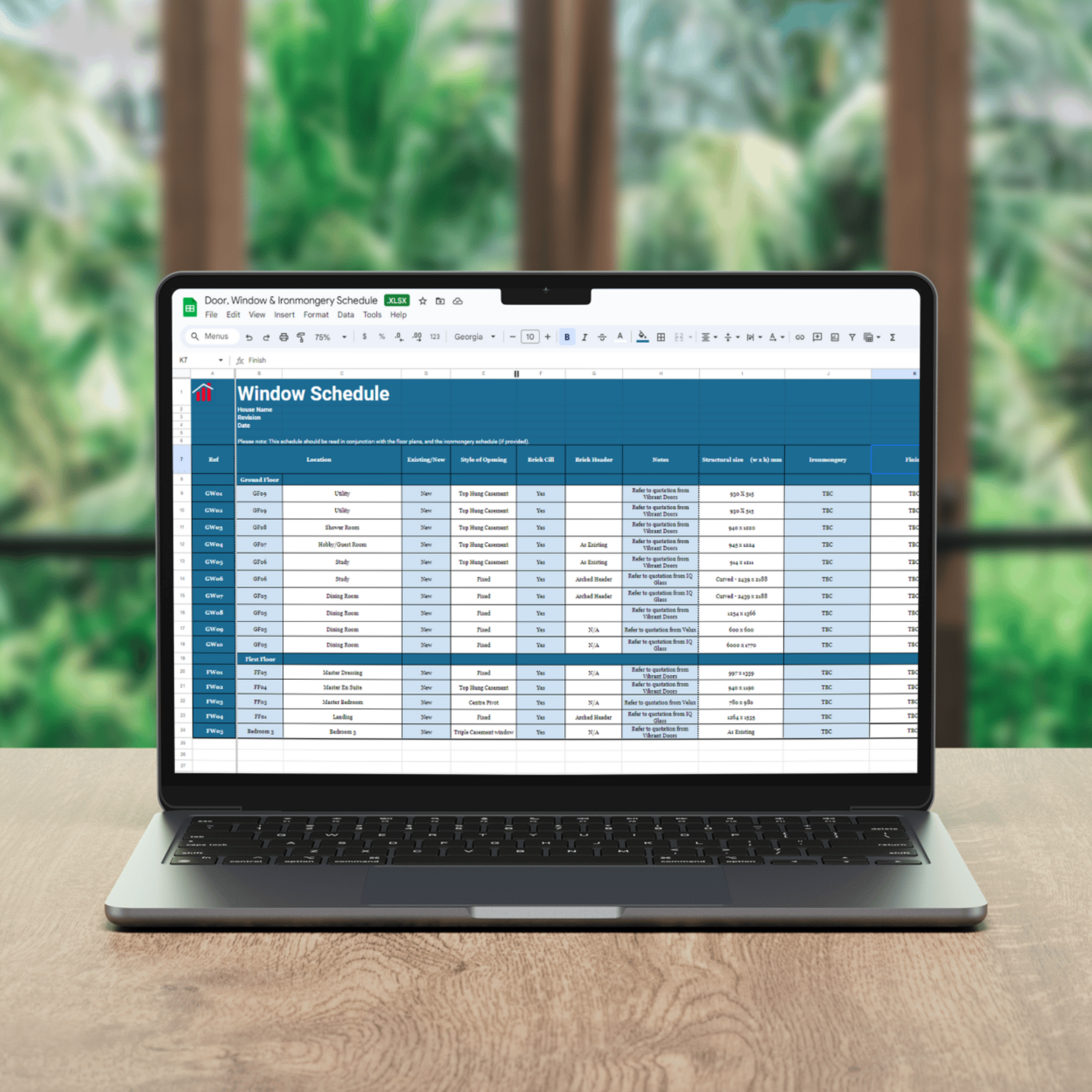 Door, Window & Ironmongery Schedule